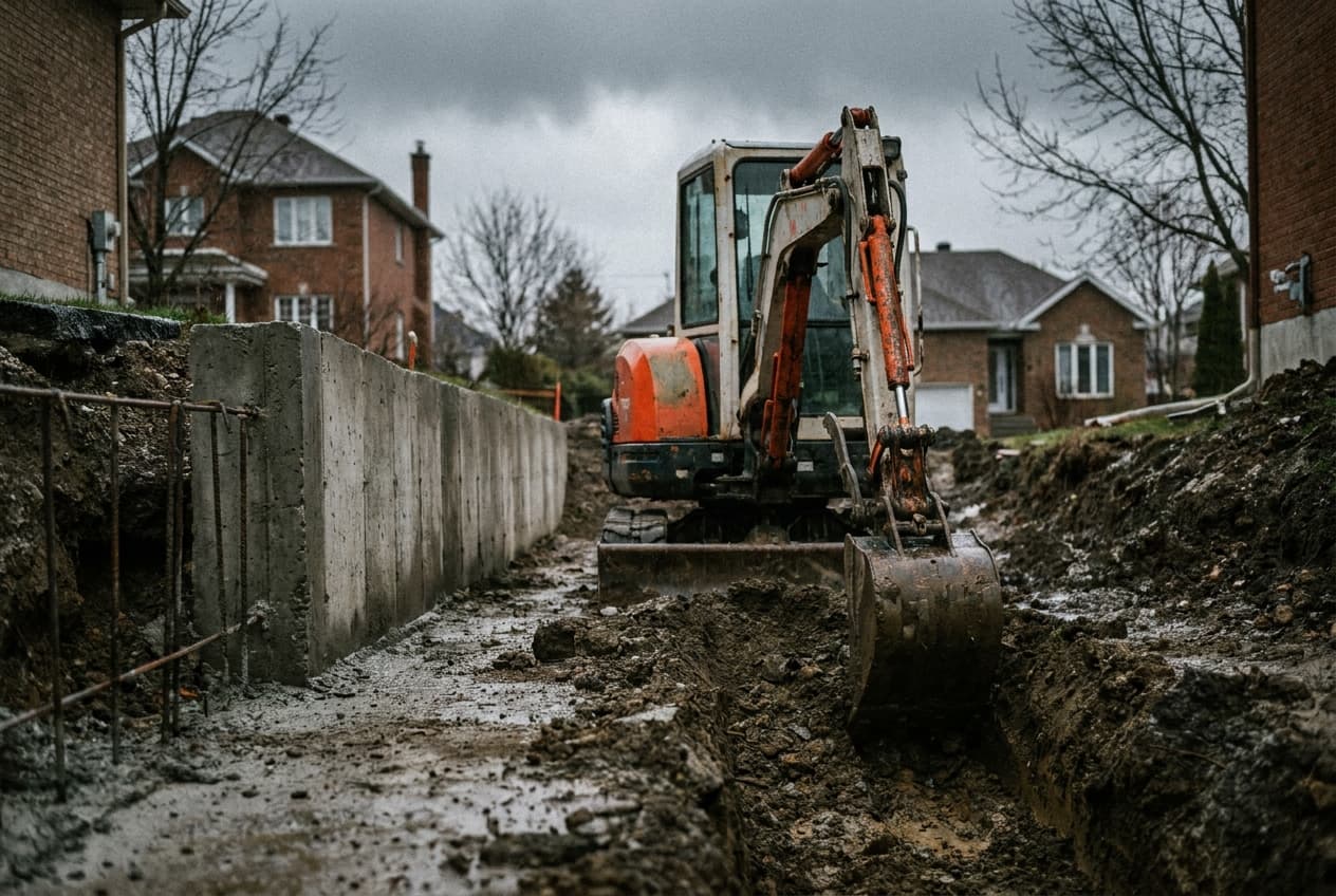 Mini-excavatrice en action
